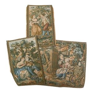 Vintage Tapestry Craft Panels Embroidered Romantic Flemish Theme Sewing Project